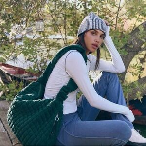 NWT Free People Quilted Carryall in Evergreen